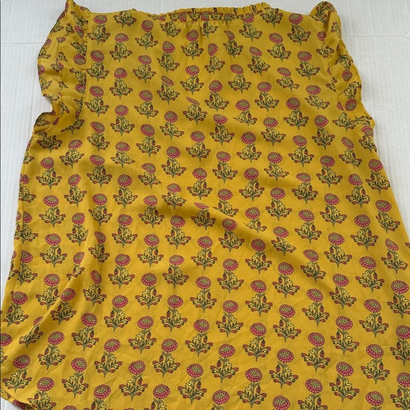 LOFT Mustard Floral Ruffle Blouse - Picture 3 of 4